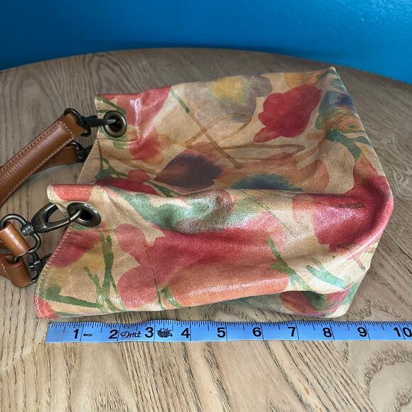 Maurizio Taiuti Italian Leather Floral Watercolor Women’s Bucket Bag Multi Color - Picture 7 of 10